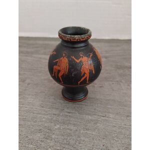 Dancing Nudes Orange & Black 2 7/8" Miniature Vase ff 1983 Crafted in Japan
